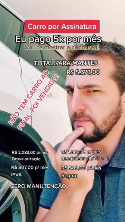 Comprar um carro ou pagar mais de 5k de aluguel por m&ecirc;s? Confesso que estou chocado que tem gente que faz isso.