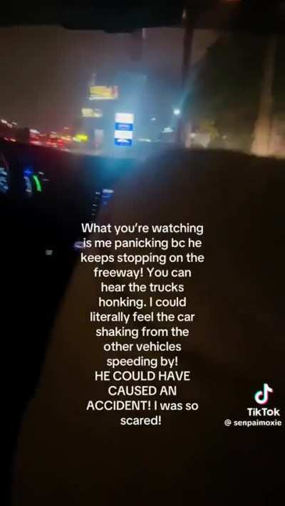 Bad Uber driver causes lady to freak out 