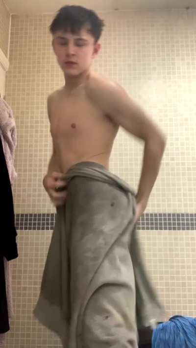 Like to see scally lad drying after shower?