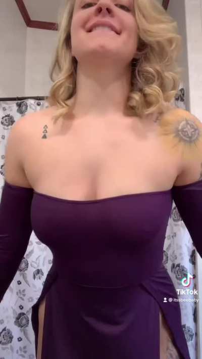 Purple dress titty (reveal)