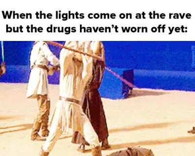 *Techno music and glow sticks intensify*