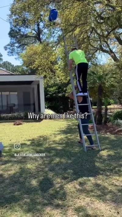 I’ll hold a ladder while you climb up. Nothing can possibly go wrong this way