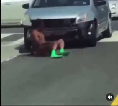 Fighting with a car in just your socks