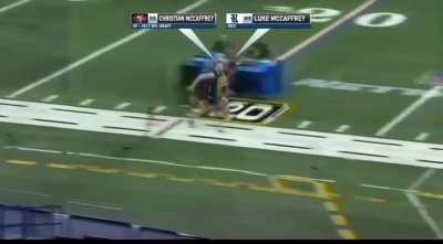 [highlight] Luke McCaffrey is faster than Christian McCaffrey at the NFL Combine. Luke&rsquo;s 40-yard dash 4.47, Christian&rsquo;s 40-yard dash 4.48.
