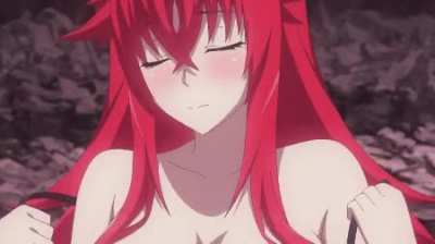 Rias taking off bra