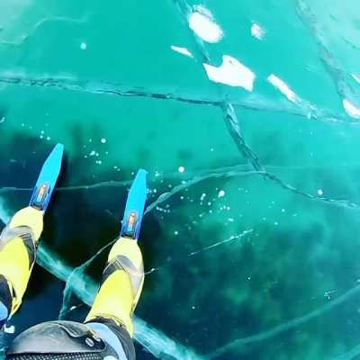 This is what Baikal ice sounds like under skates - like a perfect Star Wars soundtrack. Watch with sound.