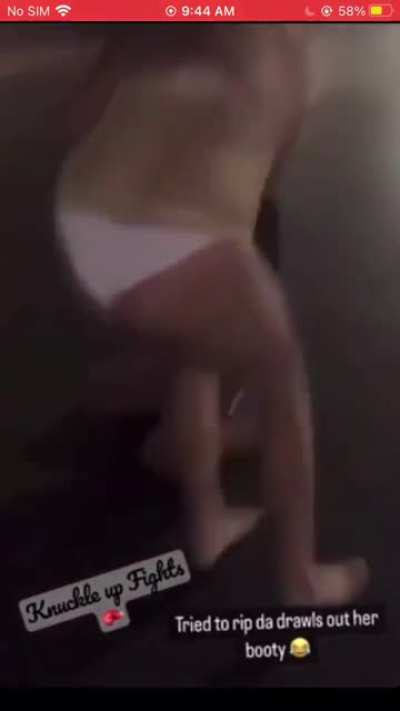 Girl gets dominated, then wedgied during street "fight"