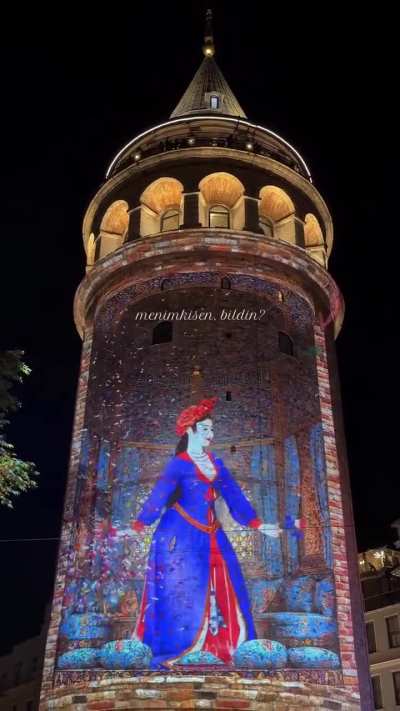 Galata Dreams: projections of Ottoman miniatures onto  the famed Istanbul tower for the Istanbul K&uuml;lt&uuml;r Yolu Festivali.