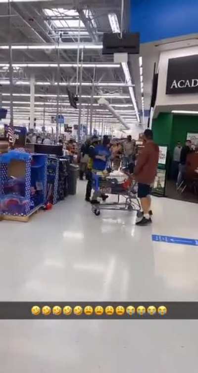 Don&rsquo;t turn your back on someone you just mauled with a shopping cart. Stupid games at a Walmart.