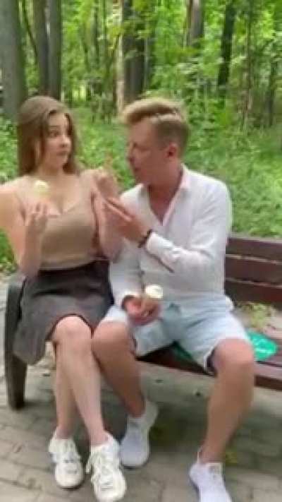 Lovely couple goals, eating ice cream together in public.