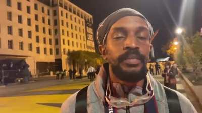 Washington D.C] A man who was at the "Maga March" and witnessed the attacks by the Proud Boys, in his own words: &ldquo;What was so disturbing is the police protected those who stab people. They came out to protect The Proud Boys&rdquo;