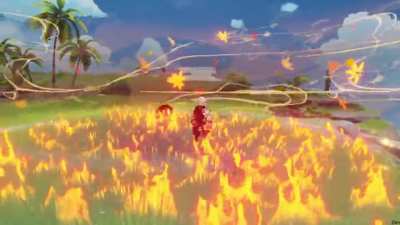 Kazuha burst with pyro infusion