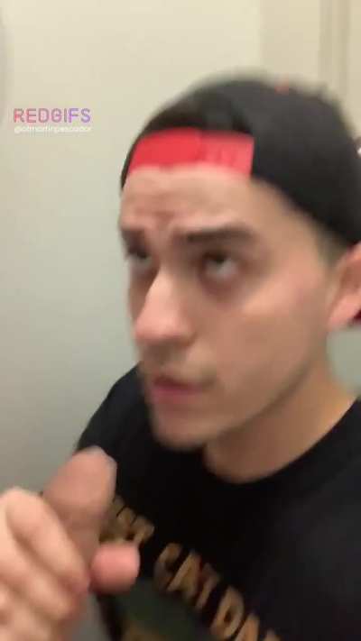 A stranger at the gym recognized me from my videos and asked me to suck his cock in the bathroom