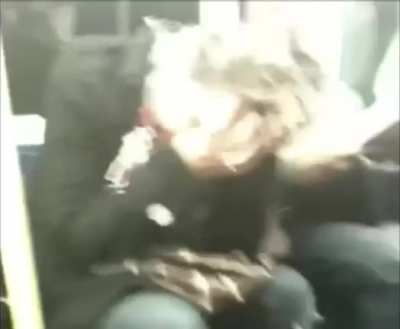 Sleepy London woman snuggles up to total stranger