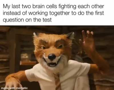 I be taking the test and suddenly my brain goes: Boggis, Bunce, and Bean. One fat, one short, one lean.