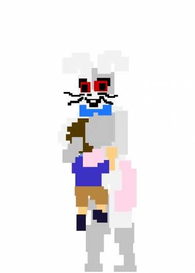 hugging the bunny!