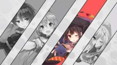 "Kazuma, Kazuma! Someone edited the first Ending of the show and we're now all singing together!"