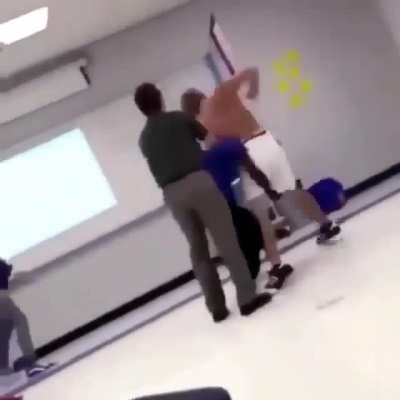 He swung on the teacher trying fight, cuz he wanted to fight that bad...just to lose💀💀💀