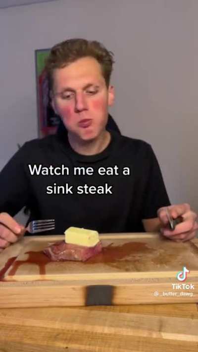 Steak &ldquo;cooked&rdquo; in a sink
