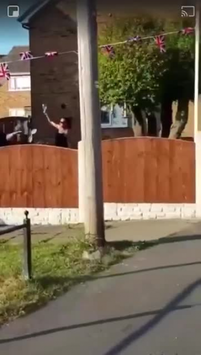Some people in Belfast celebrating VE Day during the global pandemic (x-post r/northernireland)
