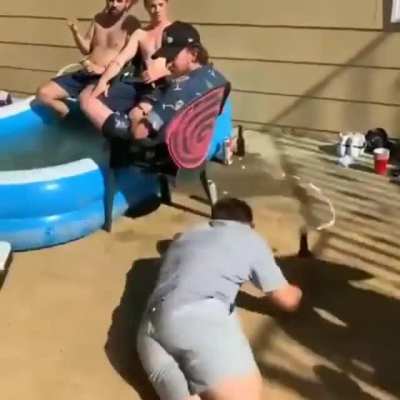 Kicking a chair
