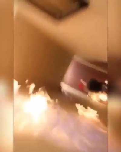 Idiot starts a fire in his house