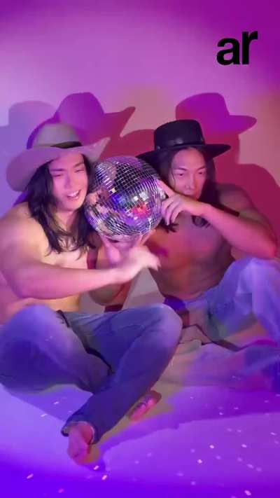 Konosuke Takeshita and Takeshi Masada from DDT posing for the magazine cover of "arHOMME vol.3"