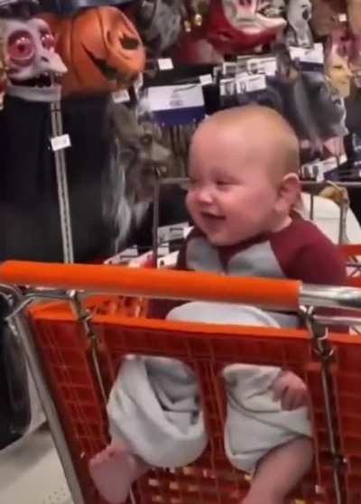 Baby's reaction to Halloween mask