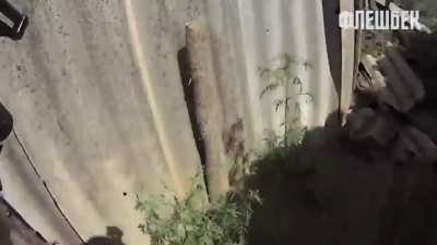 ua pov. Ua soldier clearing enemy trenches with an underbarrel grenade launcher