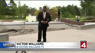 Showing off his skills while reporting