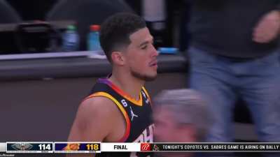 [Highlight] Devin Booker bricks a 3 at the end of the game vs the Pelicans trying to hit 60 points