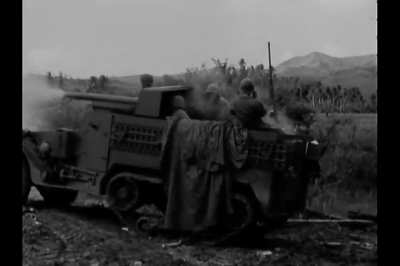 USMC M3 Gun Motor Carriage provides direct fire support with its 75mm gun during the Battle of Guam on July 23rd 1944