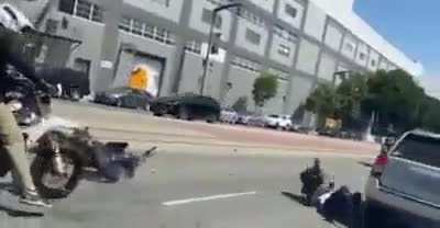 Jackass doing wheelies goes airborne. Fail.
