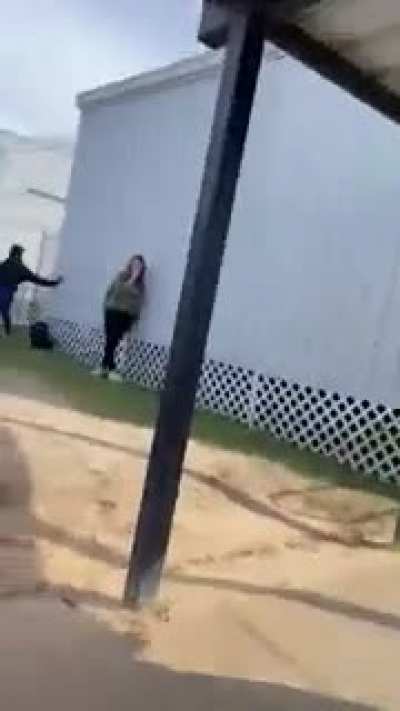 Backstory: Kid in red calls black kid the n word and gets fucked up by him and his friend