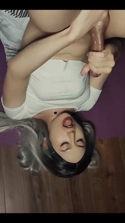 Asian babe gives herself a facial. GIF by femmebunnycd