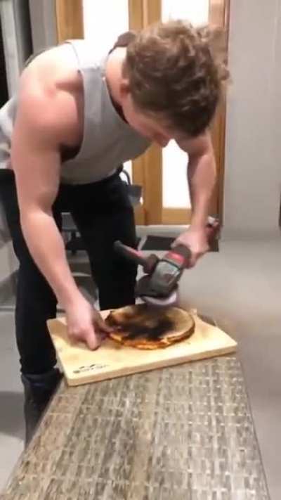 It ain't stupid if it works, and damned if I'm throwing out a perfectly good pizza!