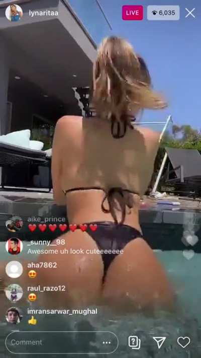 Twerking in a pool on live