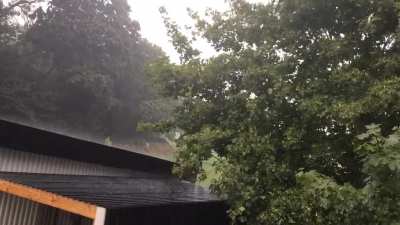 Severe hail mixed rain in southern Sweden.