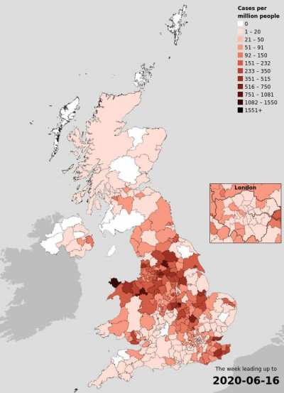 Coronavirus spread in the UK - 1st Feb to 9th Oct