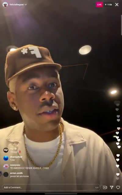 Tyler vibing on Instagram Live