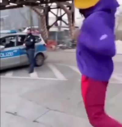 Black man comes face to face with the police.