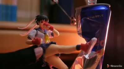 This stop motion of Sakura vs a can of red bull.