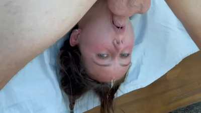 You hit the deepest parts of my throat when you fuck it upsidedown