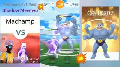 World's first ? 1v1- CP-4101Shadow Mewtwo Vs CP-19707 Machamp Raid.
