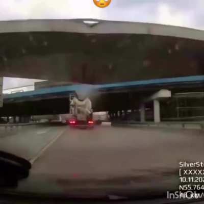 The Concrete Bridge Crashed down over the car