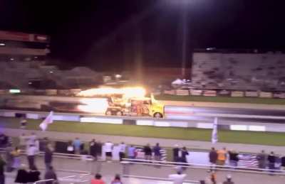 Jet engine powered trucks on the drag strip