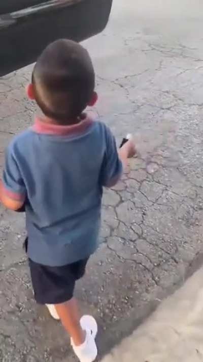 Crying after losing his favourite bottle only to realize he was holding it the entire time