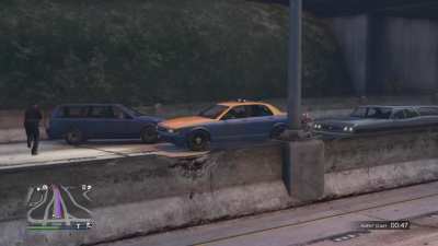 I was taking a cab back from Sandy Shores online because I was eating Taco Bell and had my meal interrupted. Almost spit my Cheesy Gordita Crunch all over the room laughing lol
