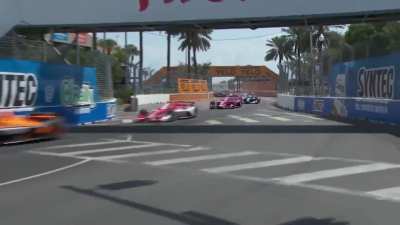 Devlin DeFrancesco airborne Indycar crash 2023