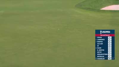 Will Chandler&rsquo;s ball rolls backwards for more than 40 seconds on the 2nd green at Oakmont